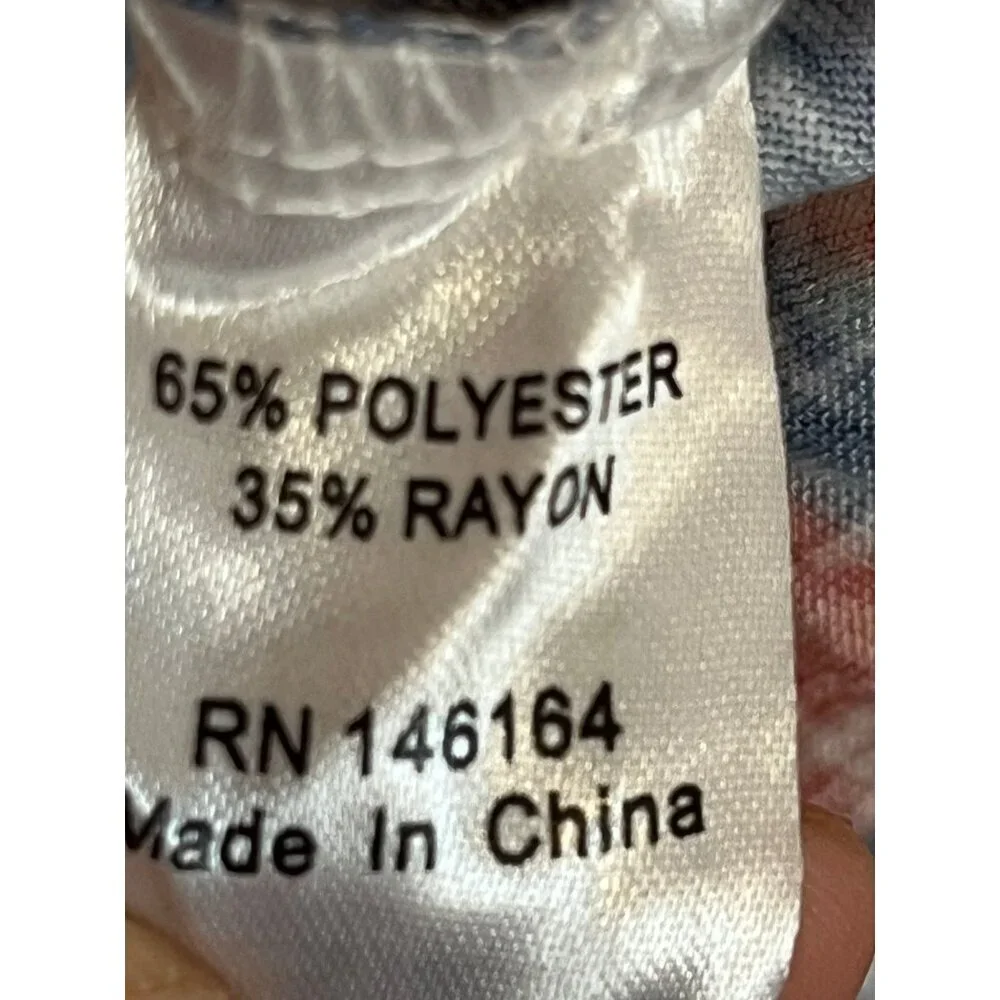 Colorful Fish Print Top Blue S Coastal Nautical Resort Preppy Striped Patriotic - Picture 6 of 7